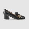 Gucci Women Leather Mid-Heel Pump 5.1 cm Heel-Black