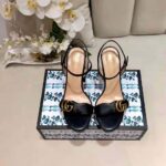 Gucci Women Leather Mid-Heel Sandal-Black - Imagen 3