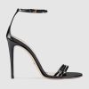 Gucci Women Patent Leather Sandal 11.4cm Thin Heel-Black
