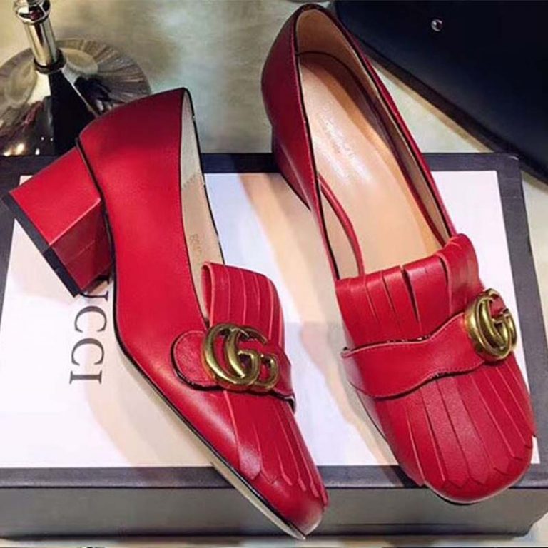 red gucci high heels