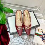 Gucci Women Zumi Leather Slide 4.6 cm Height-Maroon - Image 3