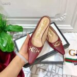Gucci Women Zumi Leather Slide 4.6 cm Height-Maroon - Image 9