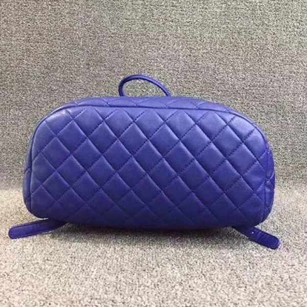 Chanel Women Backpack in Embossed Diamond Pattern Goatskin Leather-Purple (1)