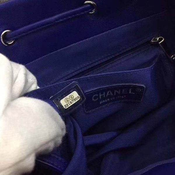 Chanel Women Backpack in Embossed Diamond Pattern Goatskin Leather-Purple (9)