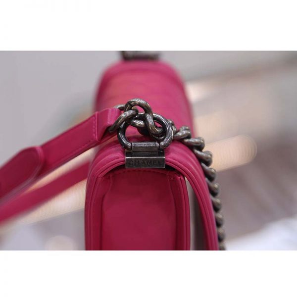 Chanel Women Boy Chanel Handbag in Smooth Calfskin Leather-Rose (2)
