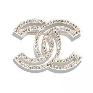 Chanel Women Brooch in Metal & Diamantés-Gold