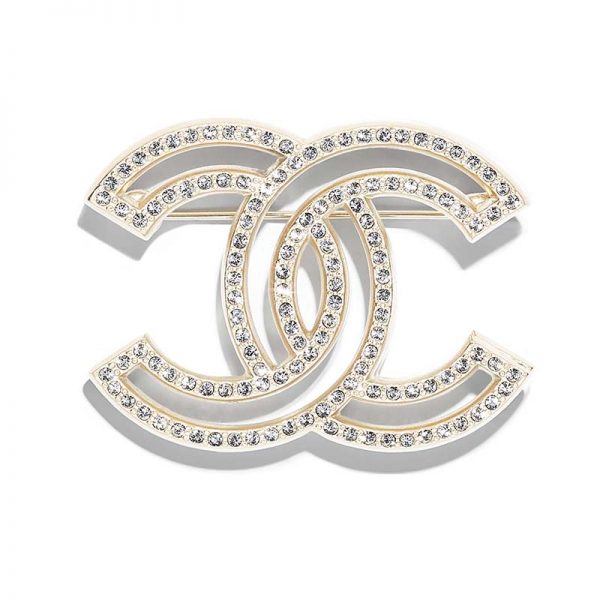 Chanel Women Brooch in Metal & Diamantés-Gold