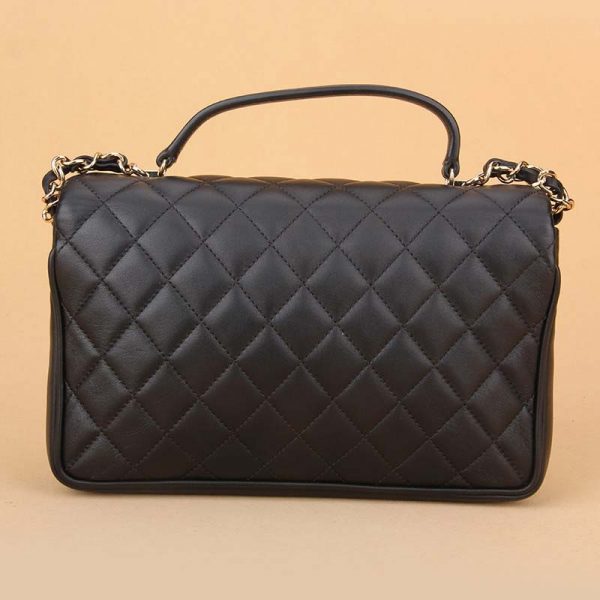 Chanel Women CF Flap Bag in Calfskin Leather with Top Handle-Black (4)