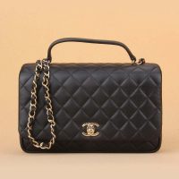 Chanel Women CF Flap Bag in Calfskin Leather with Top Handle-Black (7)