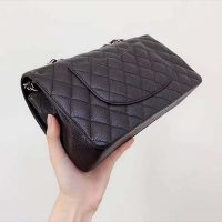 Chanel Women CF Flap Bag in Diamond Pattern Calfskin Leather-Black (4)