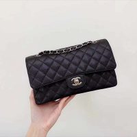 Chanel Women CF Flap Bag in Diamond Pattern Calfskin Leather-Black (4)