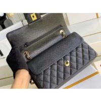 Chanel Women Large Classic Handbag in Grained Calfskin Leather-Black (1)