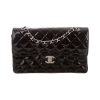 Chanel Women CF Flap Bag in Diamond Pattern Patent Calfskin Leather-Black