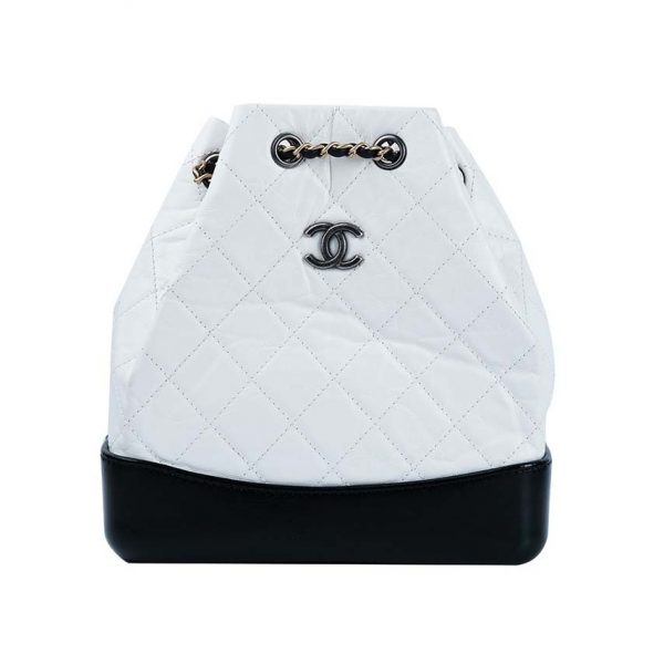 Chanel Women Chanel’s Gabrielle 17 Small Hobo Bag in Calfskin Leather-Black and White (1)