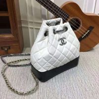 Chanel Women Chanel’s Gabrielle 17 Small Hobo Bag in Calfskin Leather-Black and White (1)