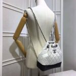 Chanel Women Chanel's Gabrielle 17 Small Hobo Bag in Calfskin Leather-Black and White - Image 4