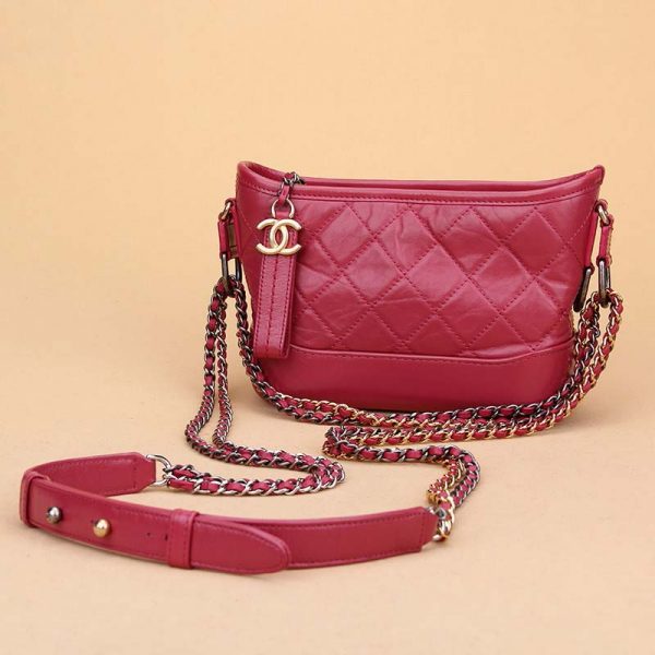 Chanel Women Chanel’s Gabrielle Small Hobo Bag in Calfskin Leather-Red (6)