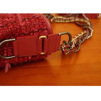 Chanel Women Chanel’s Gabrielle Small Hobo Bag in Calfskin Tweed Fabrics-Red (14)