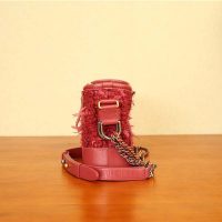 Chanel Women Chanel’s Gabrielle Small Hobo Bag in Calfskin Tweed Fabrics-Red (14)