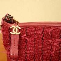 Chanel Women Chanel’s Gabrielle Small Hobo Bag in Calfskin Tweed Fabrics-Red (14)