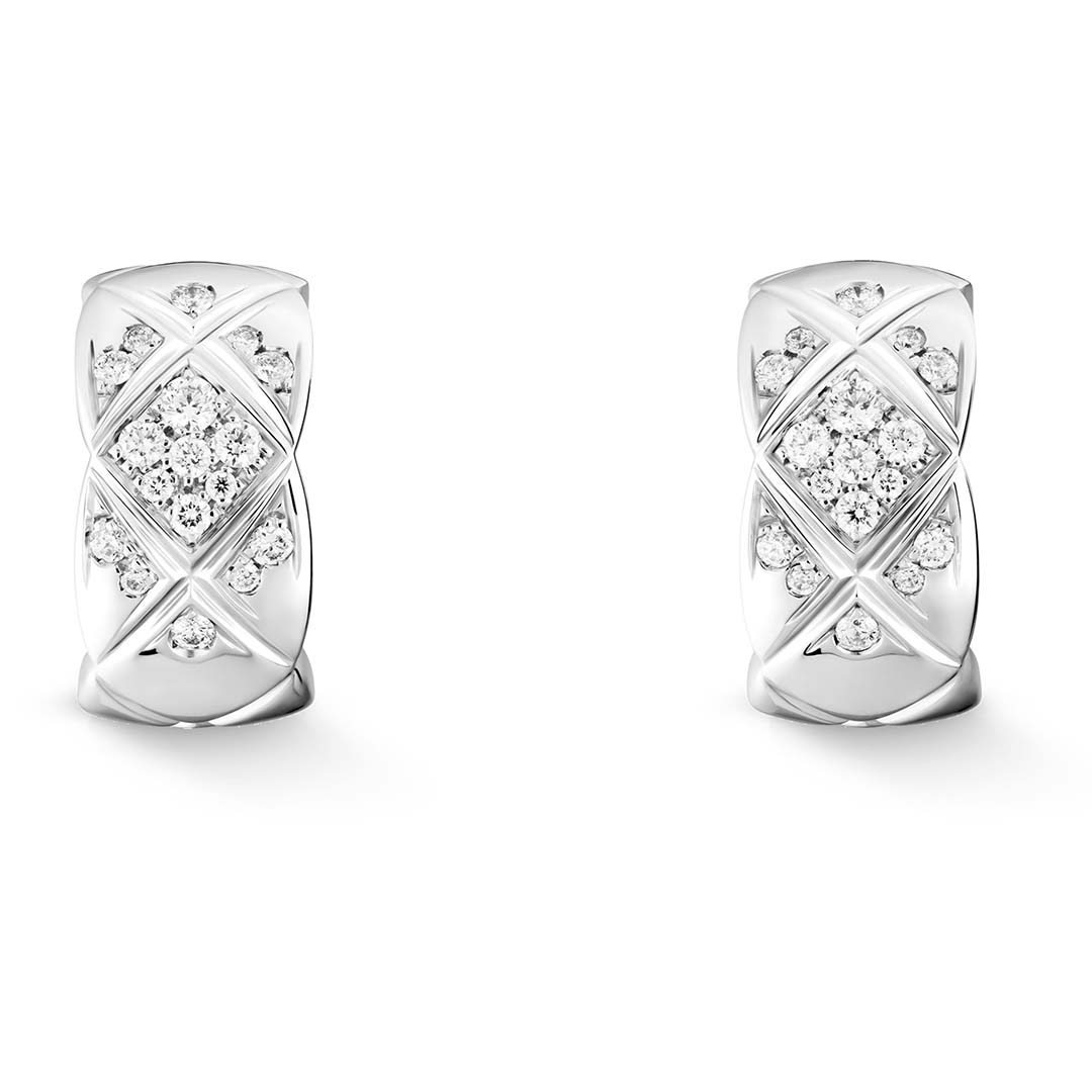 CHANEL 18K Yellow White Gold Diamond Coco Crush Earrings 708497