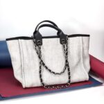 Chanel Women Deanville Shopping Bag Mummy Bag in Canvas and Leather-Grey - immagine 3