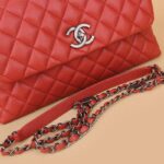 Chanel Women Flap Bag with Top Handle in Grained Calfskin Leather-Red - Image 7