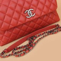 Chanel Women Flap Bag with Top Handle in Grained Calfskin Leather-Red (8)