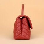 Chanel Women Flap Bag with Top Handle in Grained Calfskin Leather-Red - Image 5