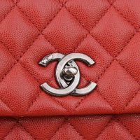 Chanel Women Flap Bag with Top Handle in Grained Calfskin Leather-Red (8)