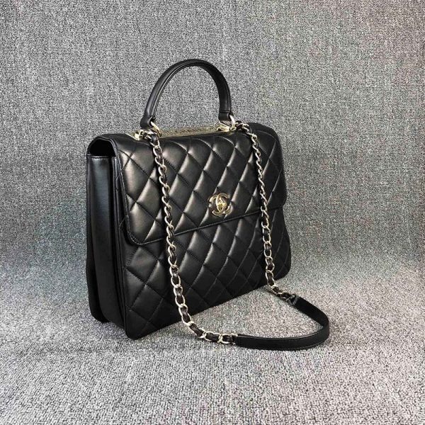 Chanel Women Kelly Flap Bag in Goatskin Leather-Black (1)