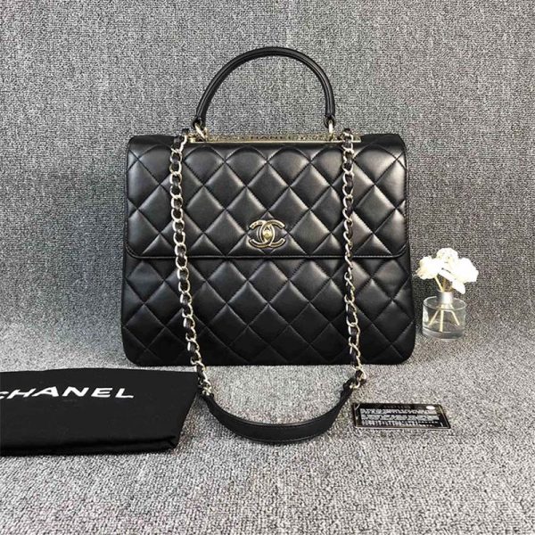 Chanel Women Kelly Flap Bag in Goatskin Leather-Black (2)