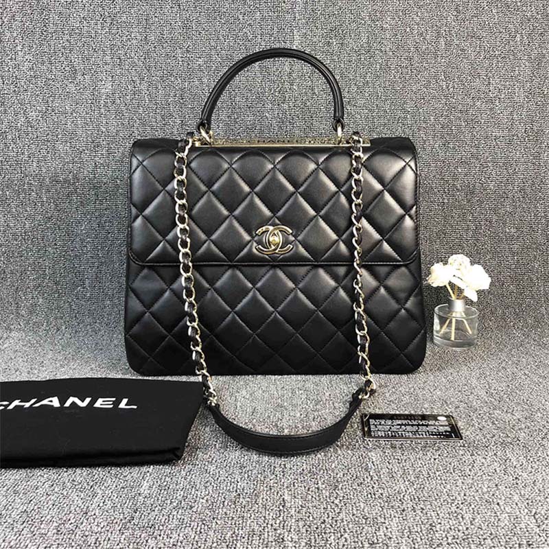 Chanel Women Kelly Flap Bag in Goatskin Leather-Black - LULUX