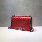 Chanel Women Large Leboy Flap Bag with Chain in Calfskin Leather-Red – Image 4