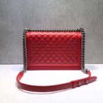 Chanel Women Large Leboy Flap Bag with Chain in Calfskin Leather-Red – Image 3