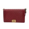 Chanel Women Large Leboy Flap Bag with Chain in Goatskin Leather-Maroon