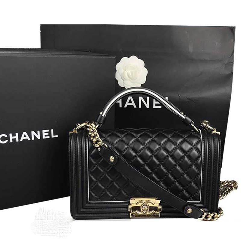 Chanel Women Leboy Flap Bag in Diamond Pattern Calfskin Leather with ...