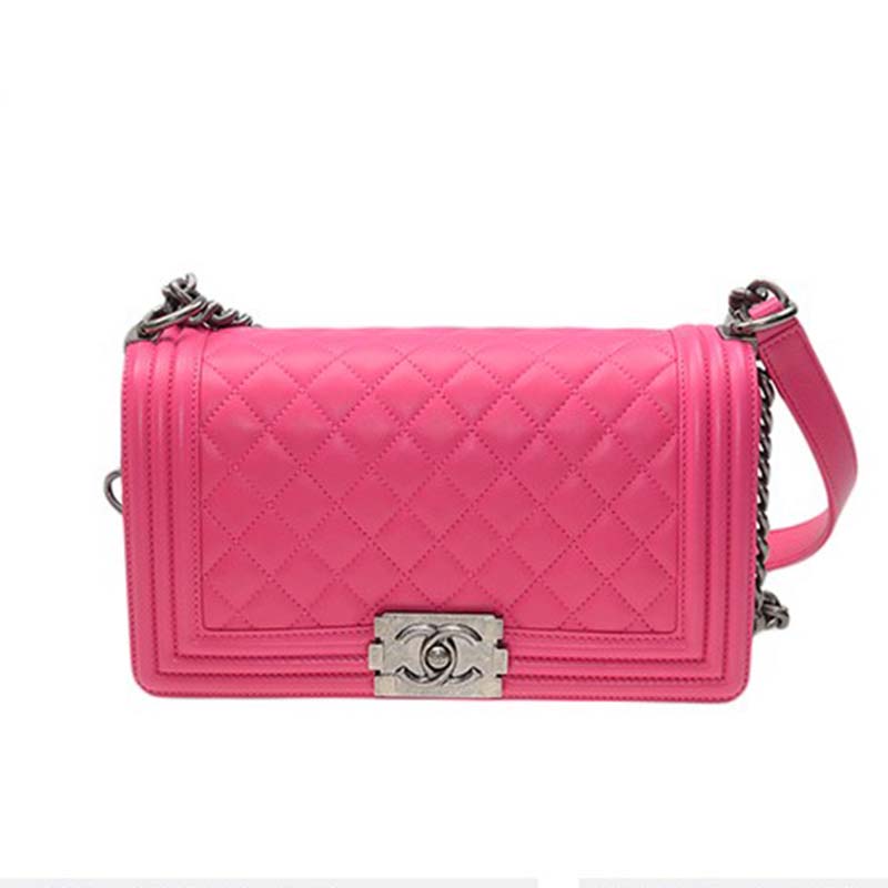 Chanel Women Wallet On Chain Flap Bag in Goatskin Leather-Pink - LULUX