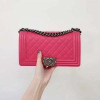 Chanel Women Leboy Flap Bag with Chain in Calfskin Leather-Rose (2)