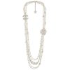 Chanel Women Long Necklace in Metal Glass Pearls & Diamantés-White