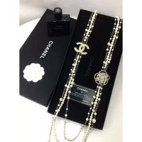 Chanel Women Long Necklace in Metal Glass Pearls & Diamantés-White (1)