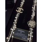 Chanel Women Long Necklace in Metal Glass Pearls & Diamantés-White - Bild 7