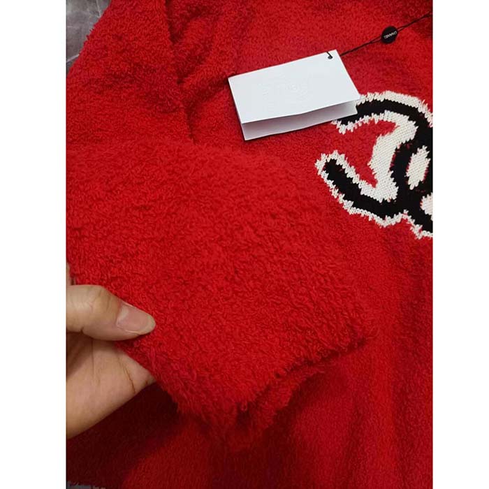 Chanel Women Pullover Wool and Mixed Fibers & Cashmere Sweater-Red (3)