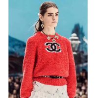 Chanel Women Pullover Wool and Mixed Fibers & Cashmere Sweater-Red (5)