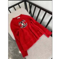 Chanel Women Pullover Wool and Mixed Fibers & Cashmere Sweater-Red (5)