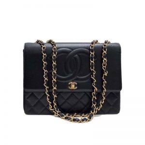 Chanel Women Vintage Maxi Flap Bag in Goatskin Leather-Black