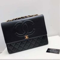 Chanel Women Vintage Maxi Flap Bag in Goatskin Leather-Black (1)