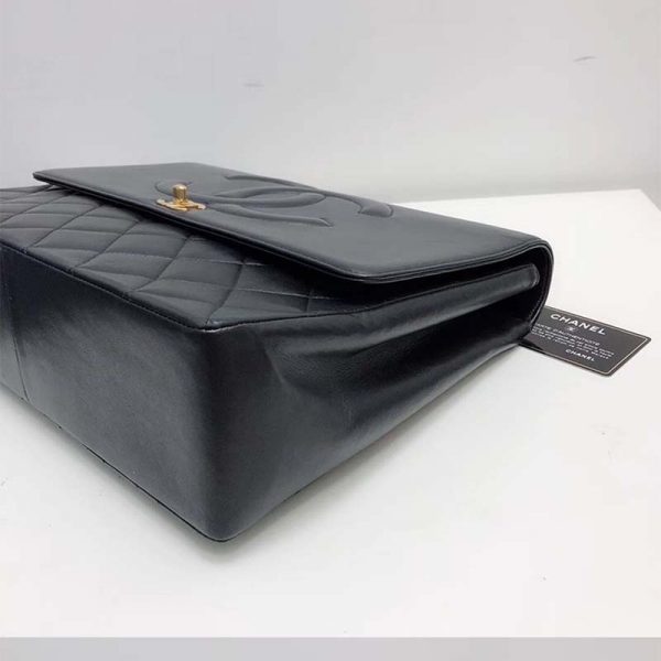 Chanel Women Vintage Maxi Flap Bag in Goatskin Leather-Black (8)