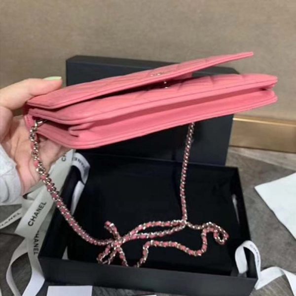 Chanel Women Wallet On Chain Flap Bag in Goatskin Leather-Pink (1)