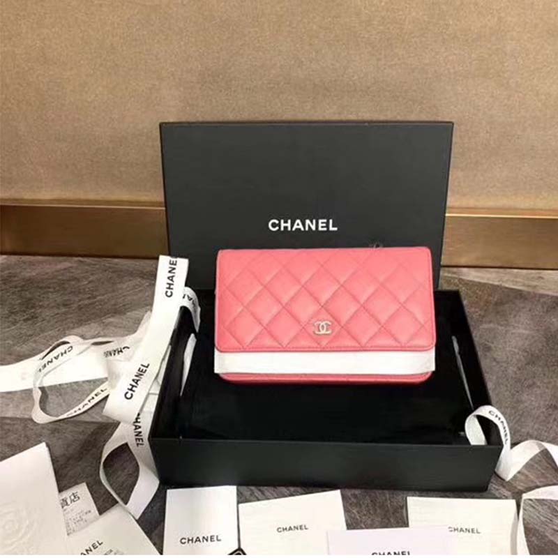 Chanel Women Wallet On Chain Flap Bag in Goatskin Leather-Pink - LULUX